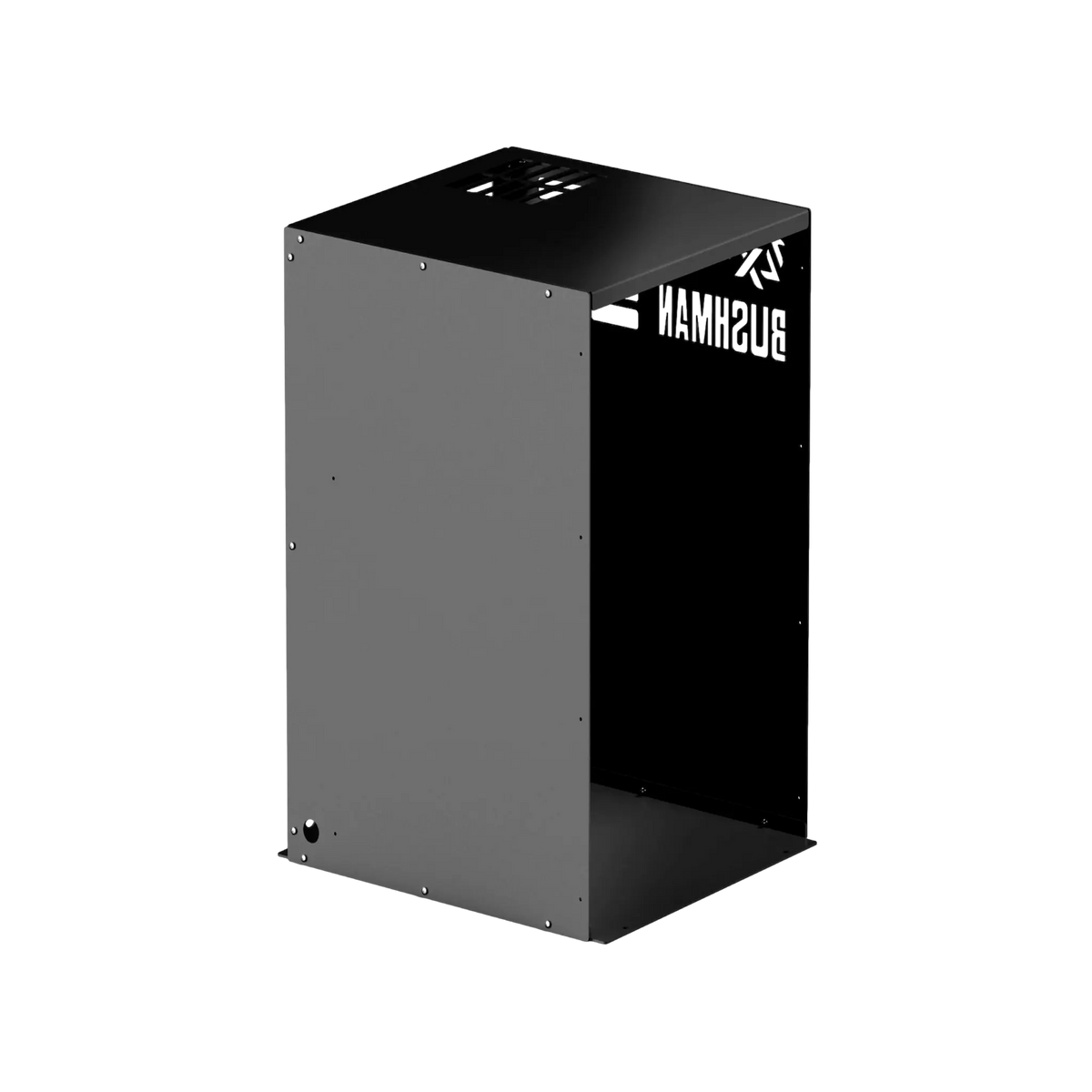 Bushman 130L Black Edition Fridge Box front-left angle view with side vent.