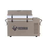 Bushman SC35-52 portable fridge freezer side view with raised extension lid.