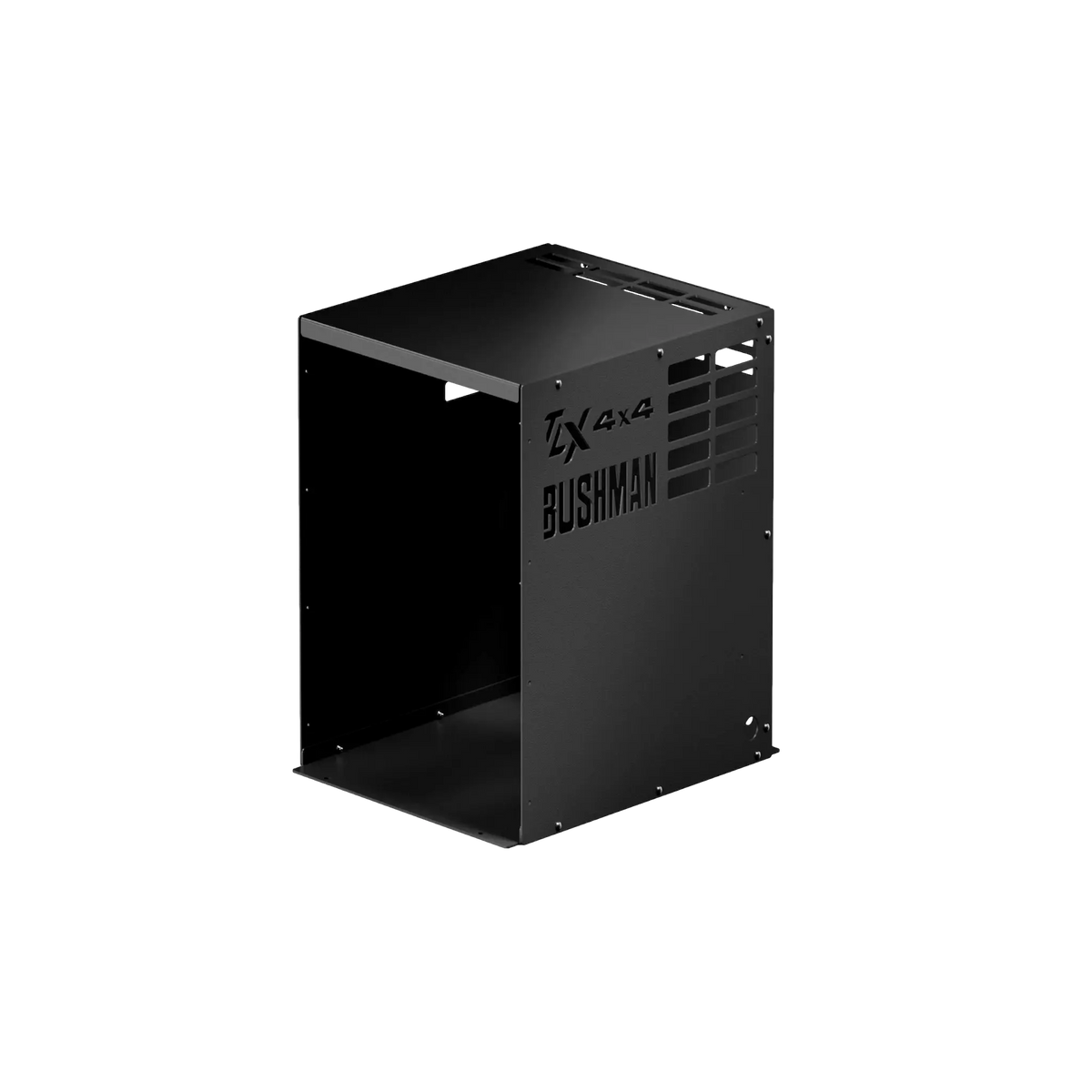 Bushman 65L Black Edition Fridge Box open front view with empty interior.