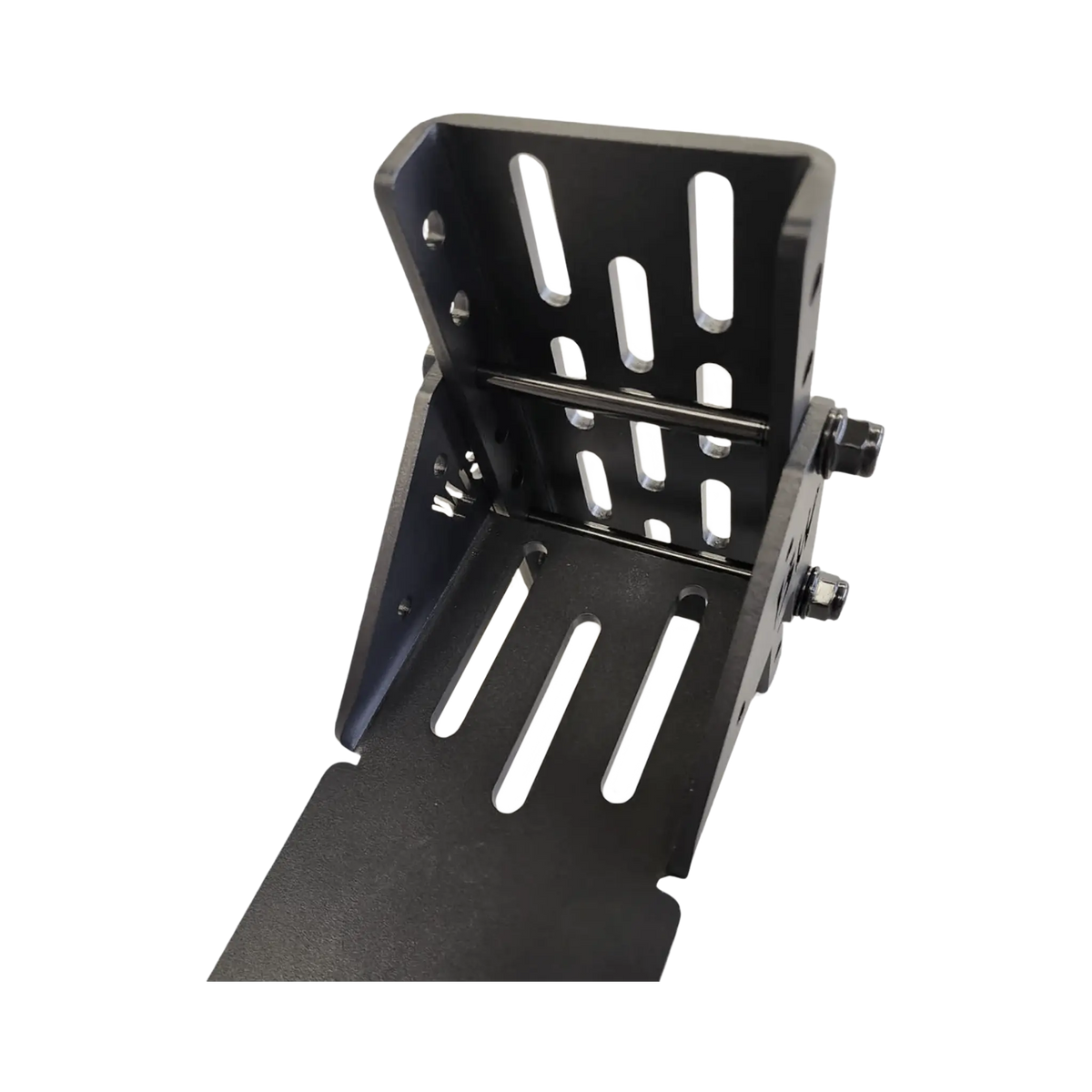 Bushwakka height adjustable awning T-Bracket top close up showing the mounting slots and side bolts.