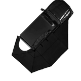 Bushwakka Driver Side Darkness 270 Pro D-Zip Awning top view on vehicle completely open.