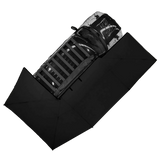 Bushwakka Driver Side XL Squared Pro 270 Awning top view on vehicle roof rack platform.