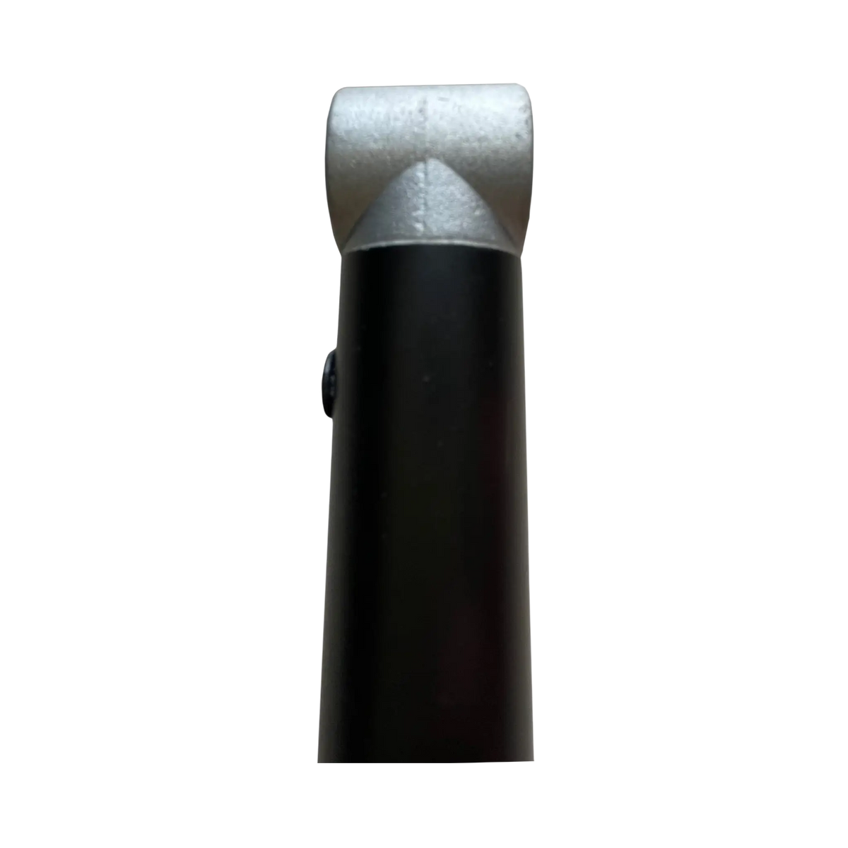 Bushwakka Extreme awning leg close up showing the silver horseshoe end fitting on the black pole.