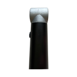 Bushwakka Extreme awning leg close up showing the silver horseshoe end fitting on the black pole.
