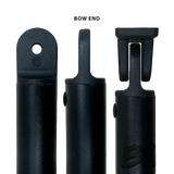Bushwakka Extreme 3200 mm bow-end awning leg shown beside two other legs.