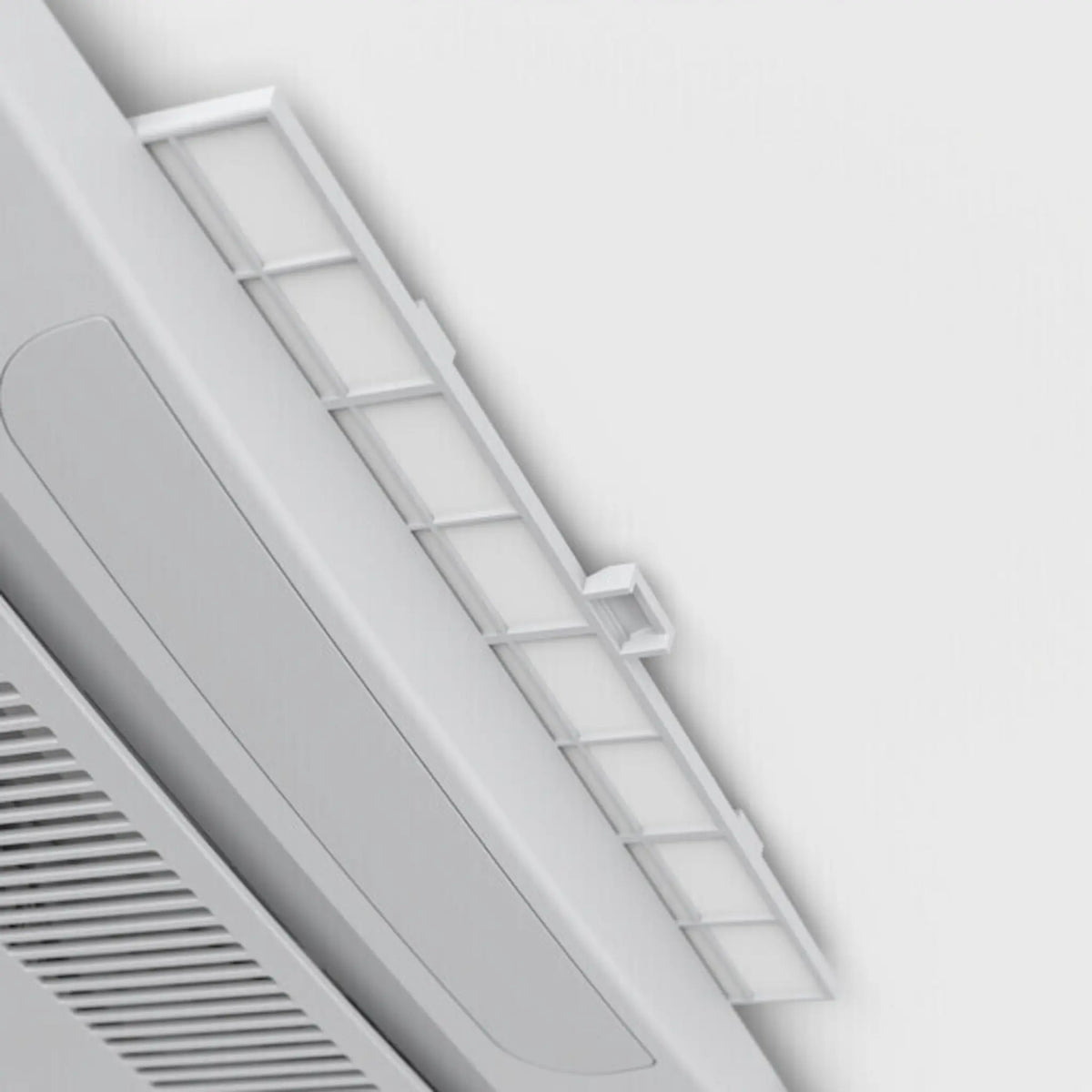 Dometic FreshJet Electronic ADB close up of the side pull out filter and ceiling panel.