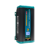 Enerdrive 100A 12V ePOWER battery charger in a front left view with its side label and digital display visible.