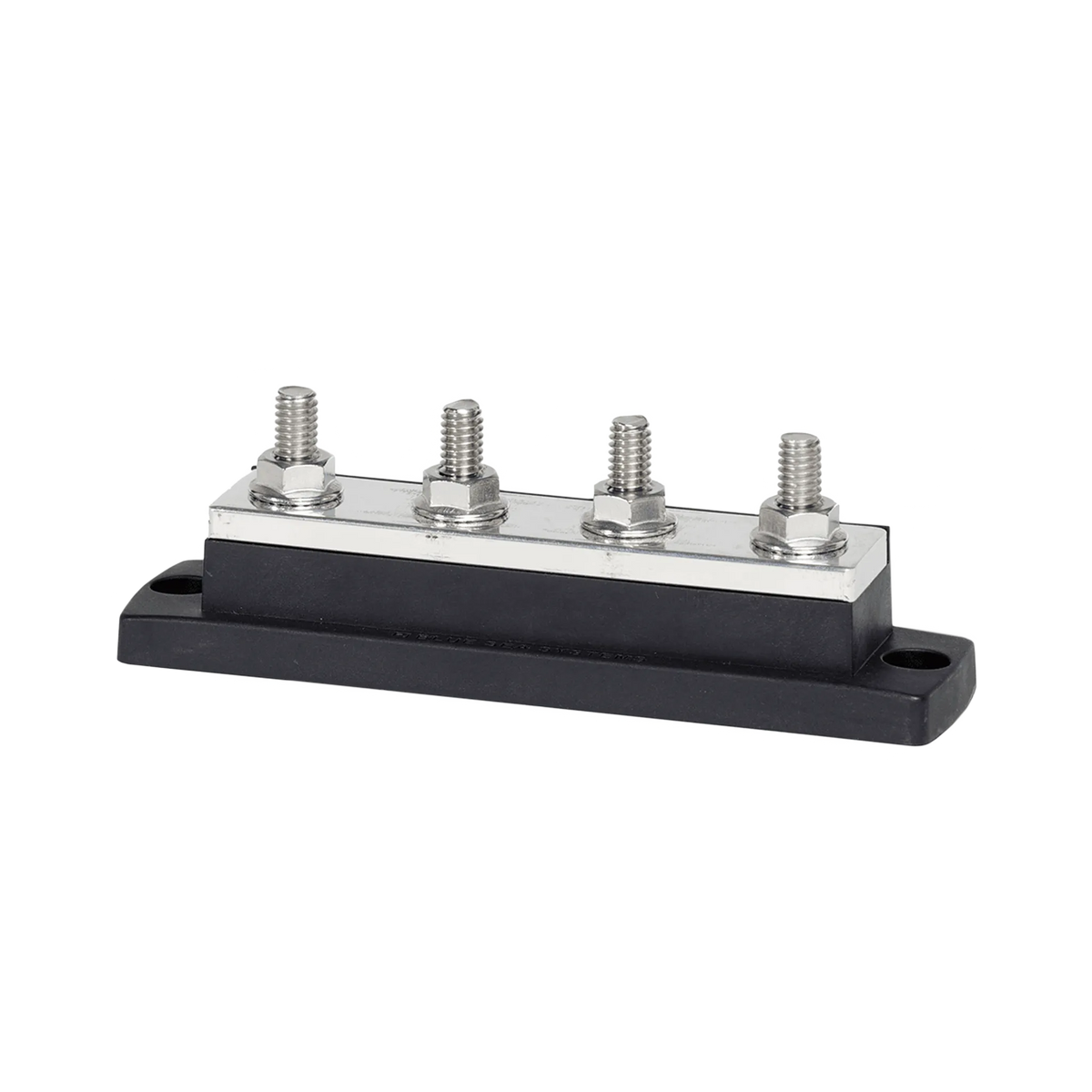 Enerdrive 250A 4-Terminal Busbar angled view with four threaded studs on a black mounting base.