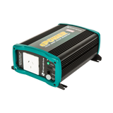 Enerdrive 600W 12V ePOWER inverter in a front right view with an AC socket, green end panel and black housing.