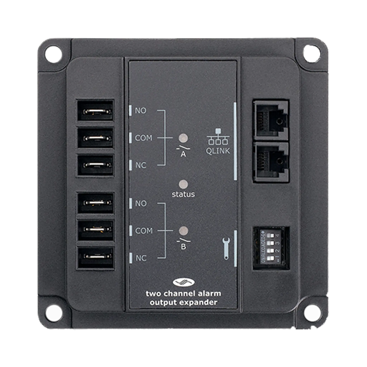 Enerdrive ePRO PLUS battery monitor alarm output expander with relay terminals, QLINK ports and mounting holes.