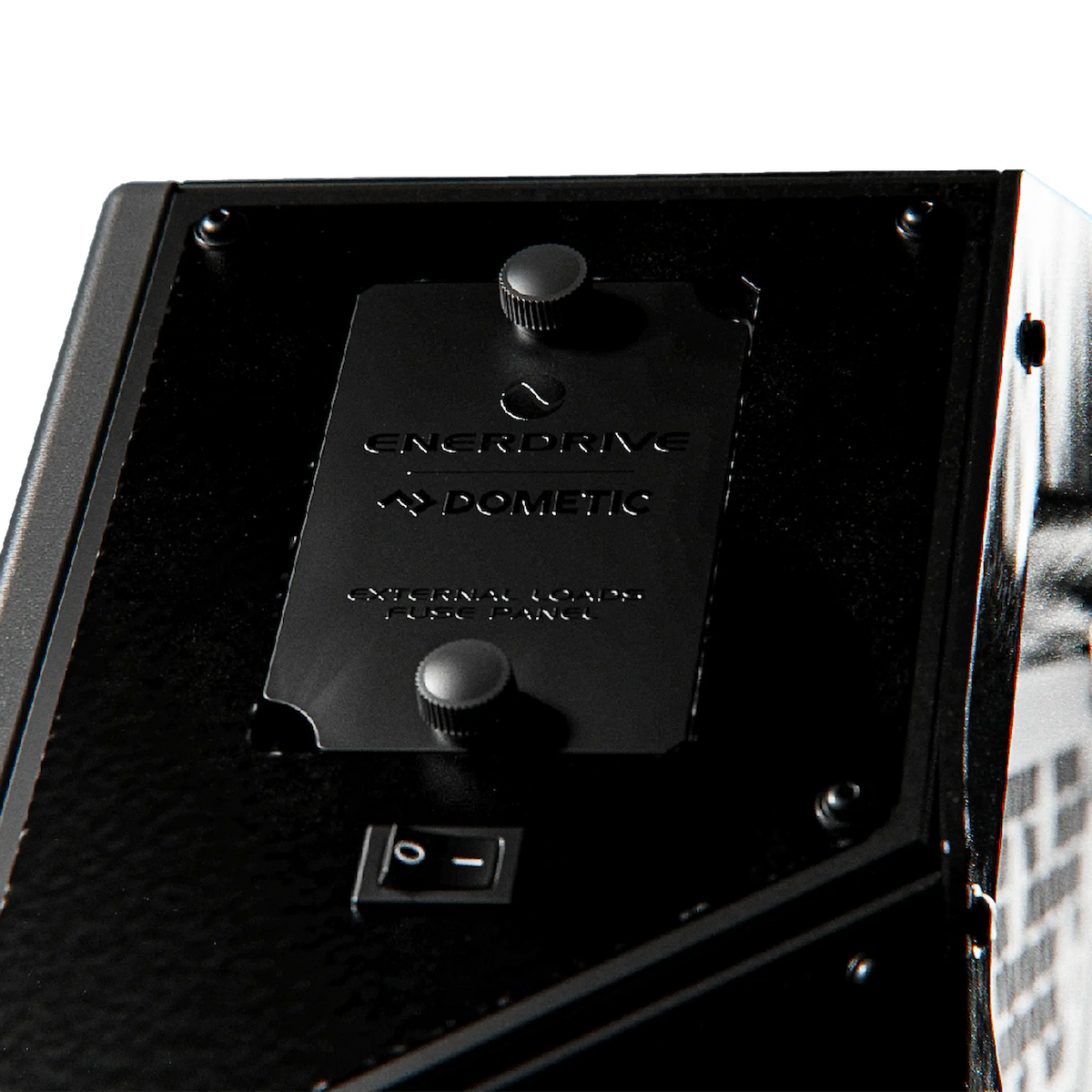 Enerdrive Passenger Side Voyager Power System top access plate and power switch.