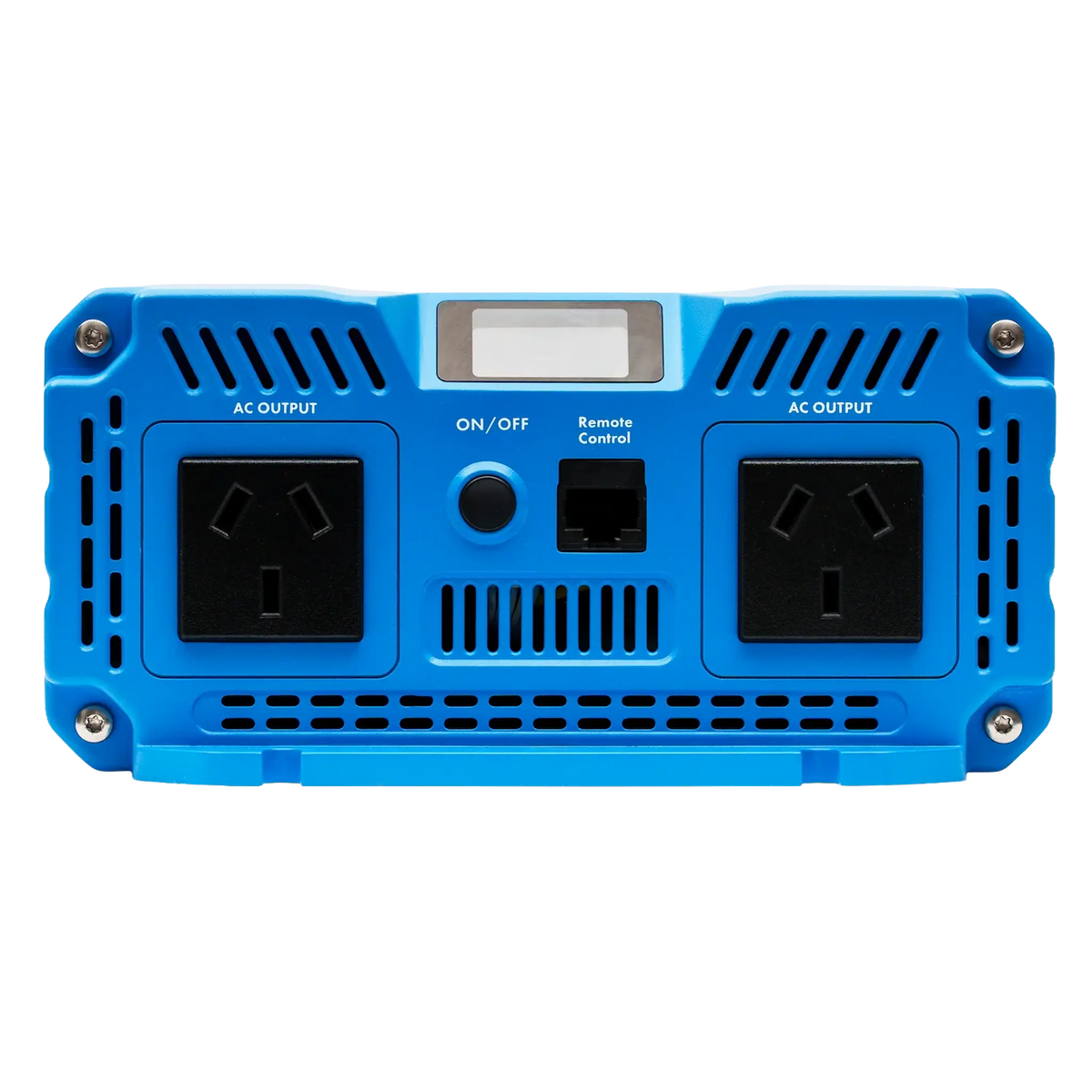 Hardkorr 1000W Pure Sine Wave Inverter - LS front panel with two AC outlets and remote control port.