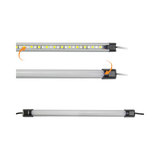 Hardkorr 25cm LED light bar with its diffuser fitted and removed above a full length view.