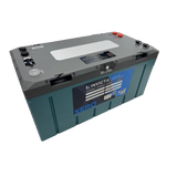 Invicta Xero 300Ah 12V lithium battery with Bluetooth in a front left view with top terminals visible.