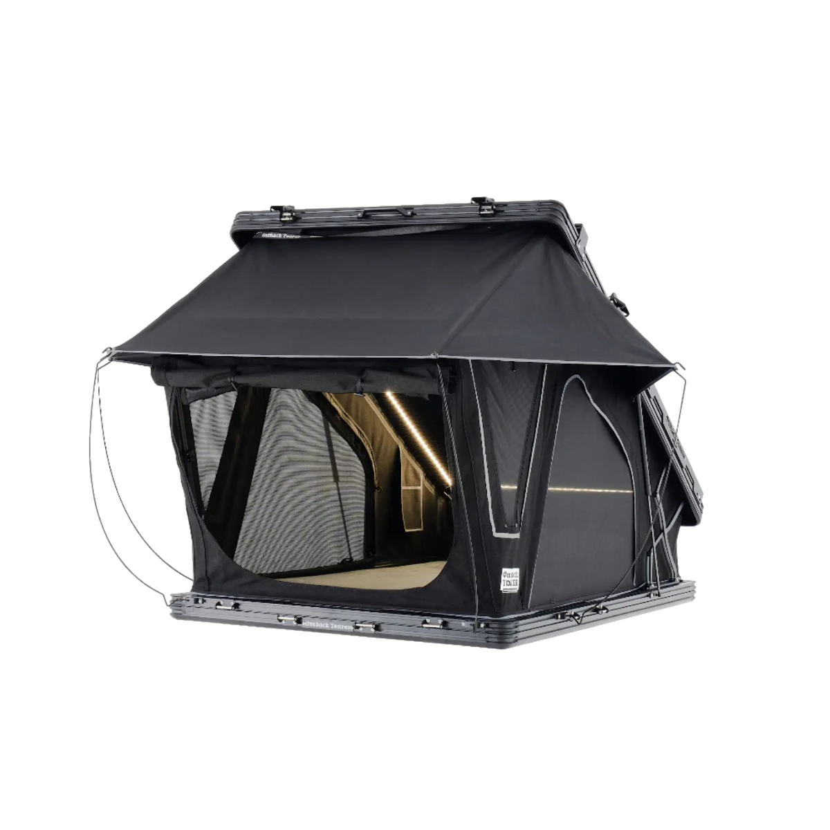 Outback Tourer 1.2 X Plus Rooftop Tent rear right studio view with open doorway and rainfly.