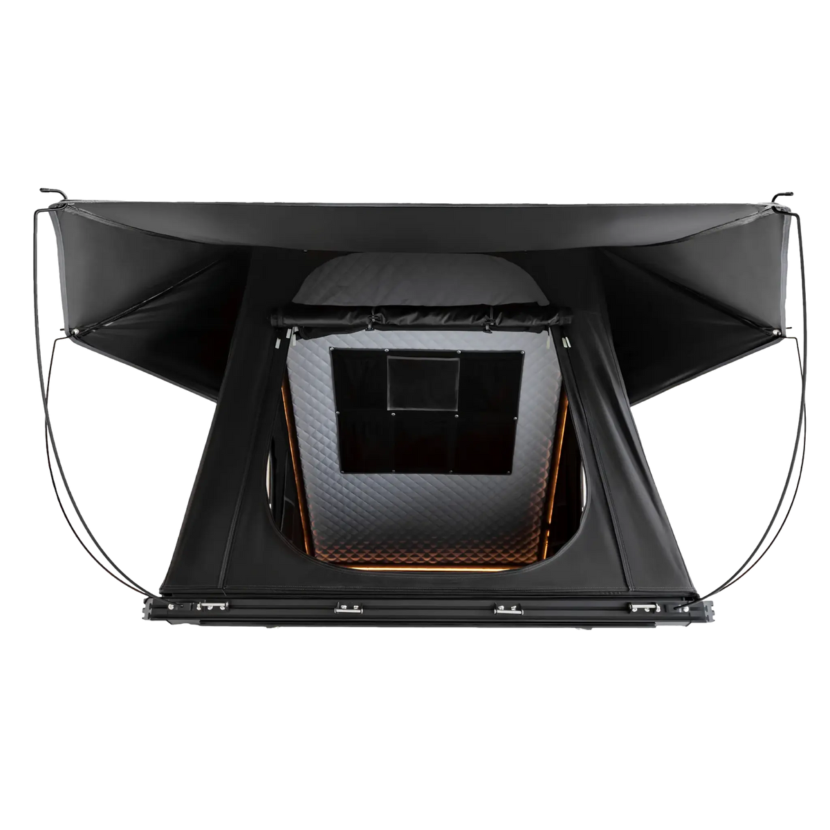 Outback Tourer 1.4 Rooftop Tent rear studio view with rainfly and storage pocket inside.