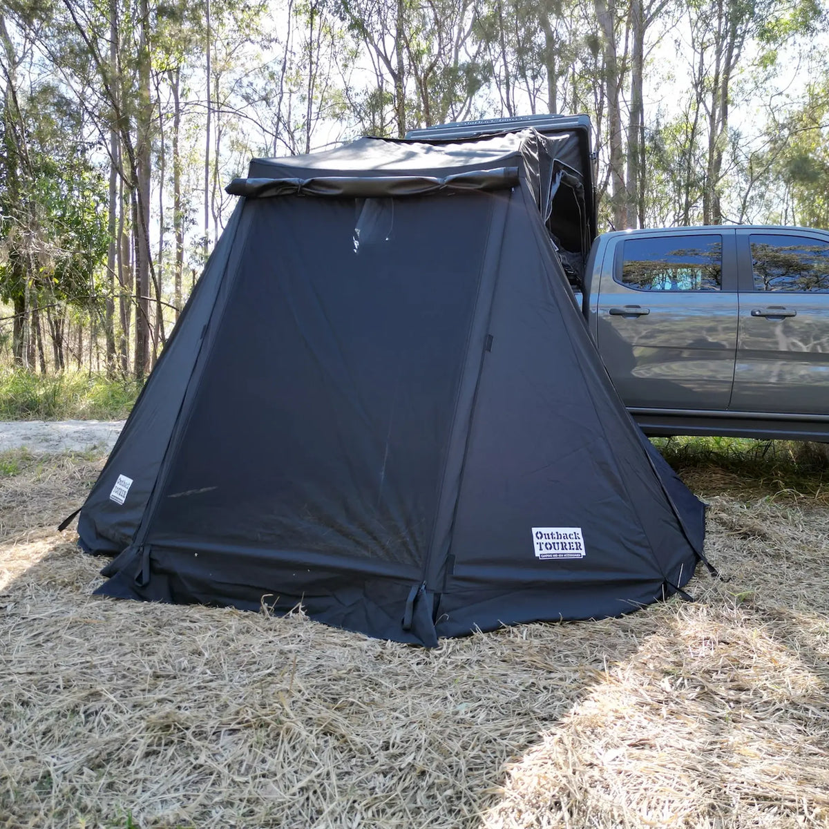 Outback Tourer 1.5 Lite Annex closed side wall view attached to a ute.
