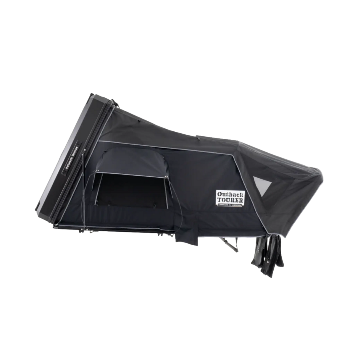 Outback Tourer 1.5 Lite Rooftop Tent left side studio view with side rainfly open.