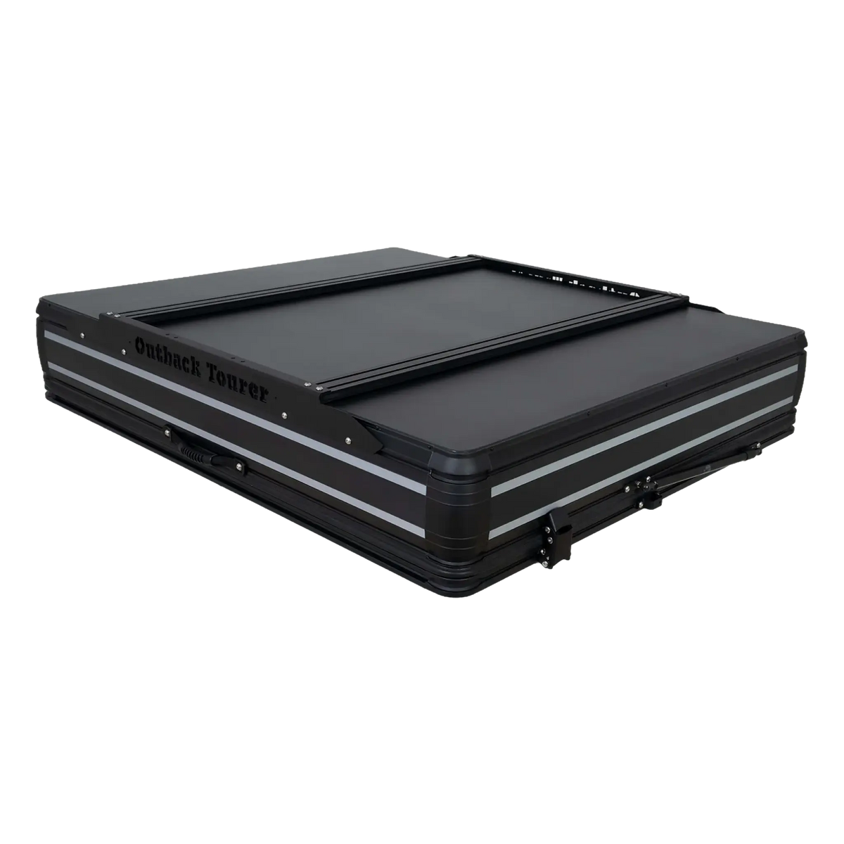 Outback Tourer 1.5 Pro Rooftop Tent closed studio view with roof rails.