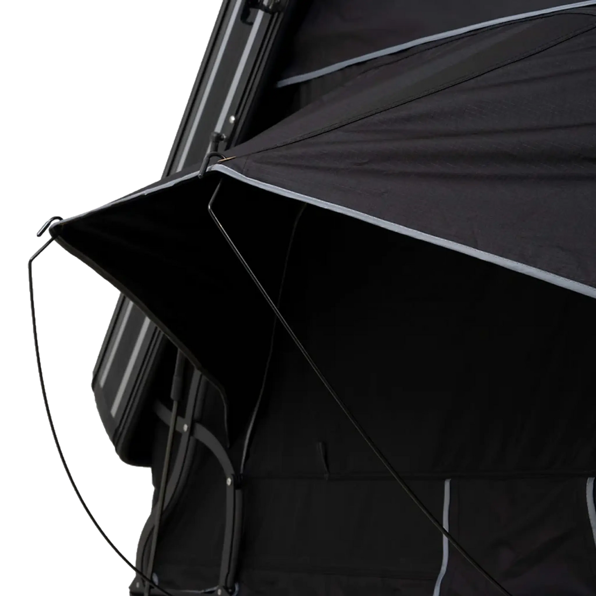 Outback Tourer 1.9 Pro Rooftop Tent rainfly hook beside the open tent wall.