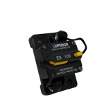 Rekcharge 100A Inline Waterproof Resettable Circuit Breaker front left product view.
