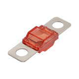 Rekcharge 125A Midi fuse angled view with transparent red housing and two silver mounting tabs.