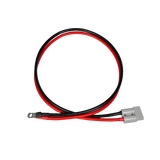 Rekcharge 1m 8 B&S battery cable with a grey Anderson plug and positive and negative leads terminated with ring terminals.