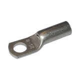 Rekcharge 25mm battery cable lug with an 8mm hole, angled to show its crimp barrel and stamped size.