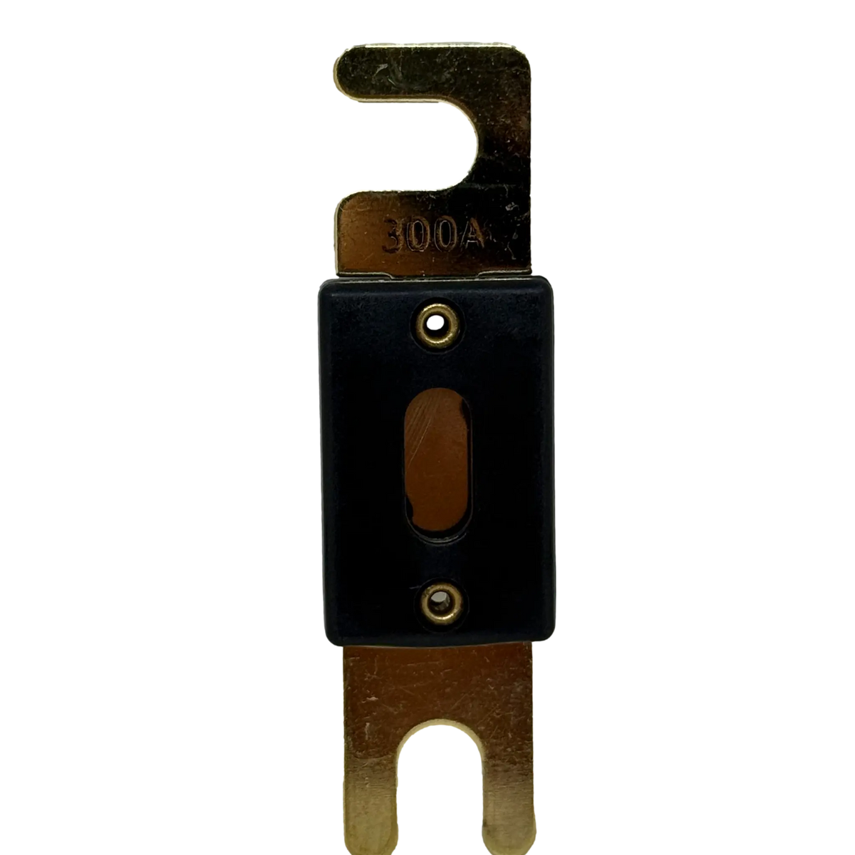 Rekcharge 300A ANL Fuse straight front view with black center housing.