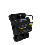 Rekcharge 60A Inline Waterproof Resettable Circuit Breaker front-left product view.