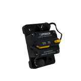 Rekcharge 70A Inline Waterproof Resettable Circuit Breaker front-left product view.