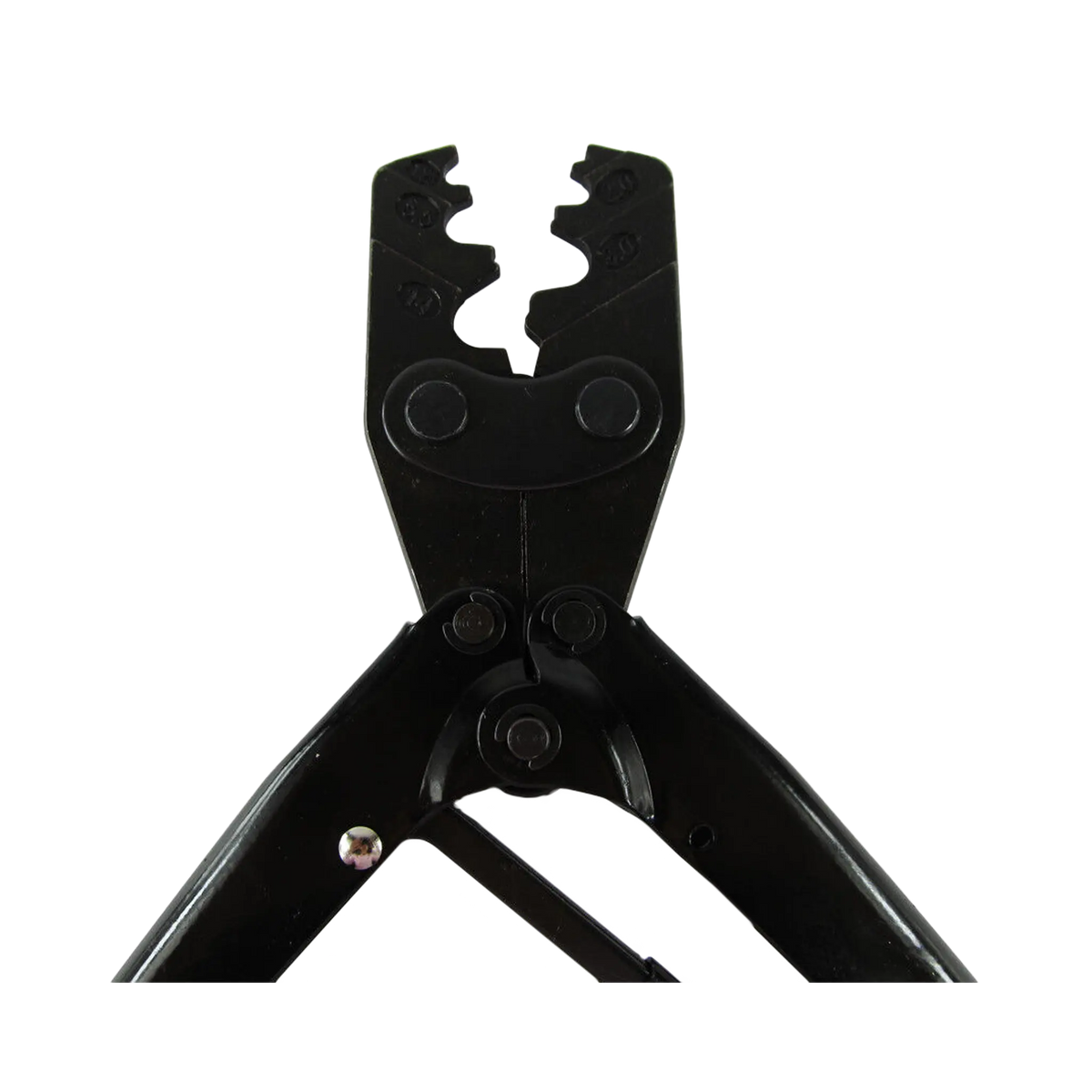 Rekcharge crimping tool for Anderson connectors and lugs close up of the open crimping jaws.
