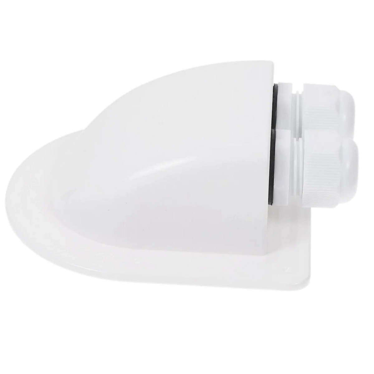 Rekcharge White ABS Double Cable Entry Gland side view with twin cable glands.