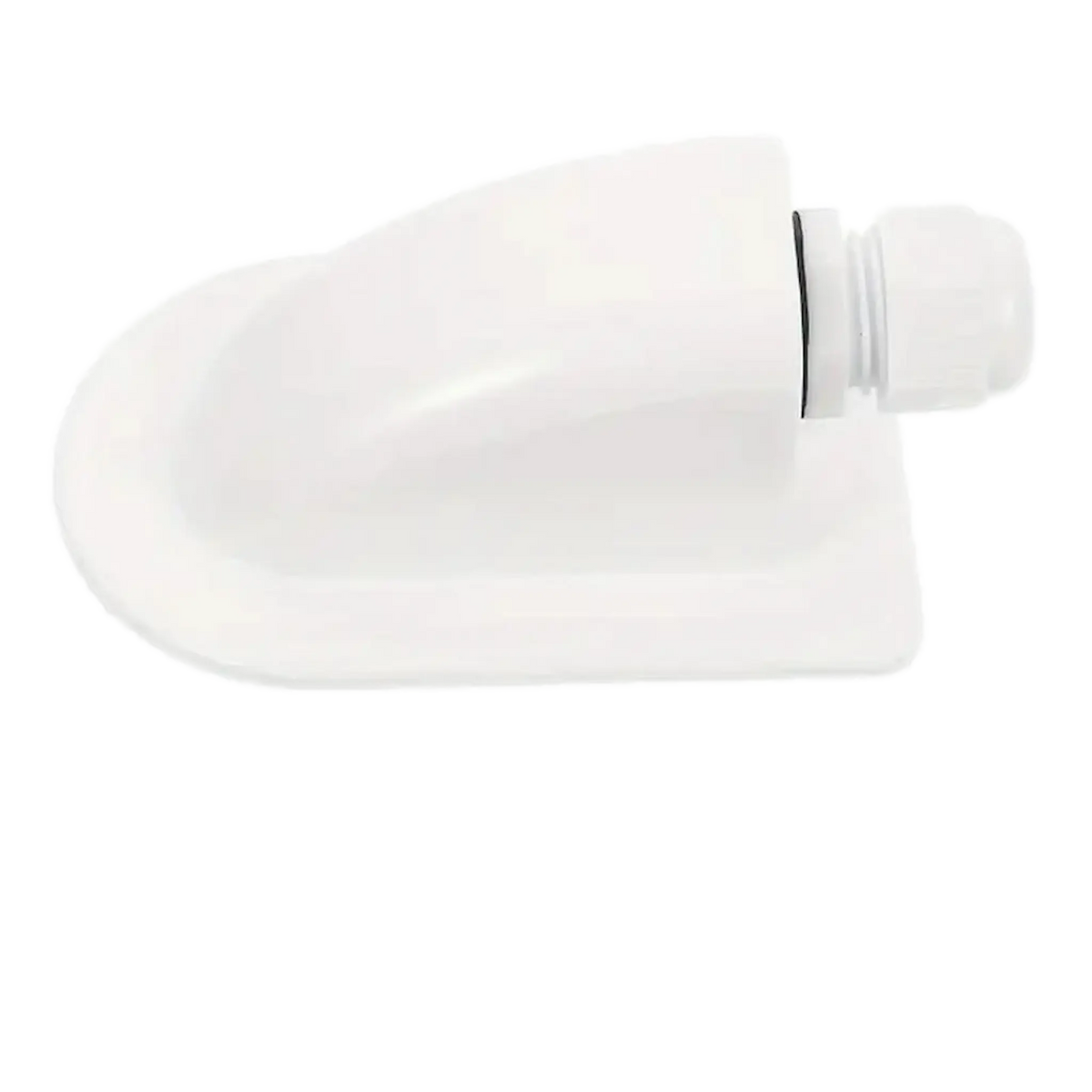Rekcharge White ABS Single Cable Entry Gland side close-up with one cable gland.
