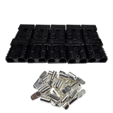 Roam Gear 10 pack of black 50A Anderson plugs in two rows with loose metal contacts in front.