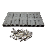 Roam Gear 10 pack of grey 50A Anderson plugs in two rows with loose contacts in front.