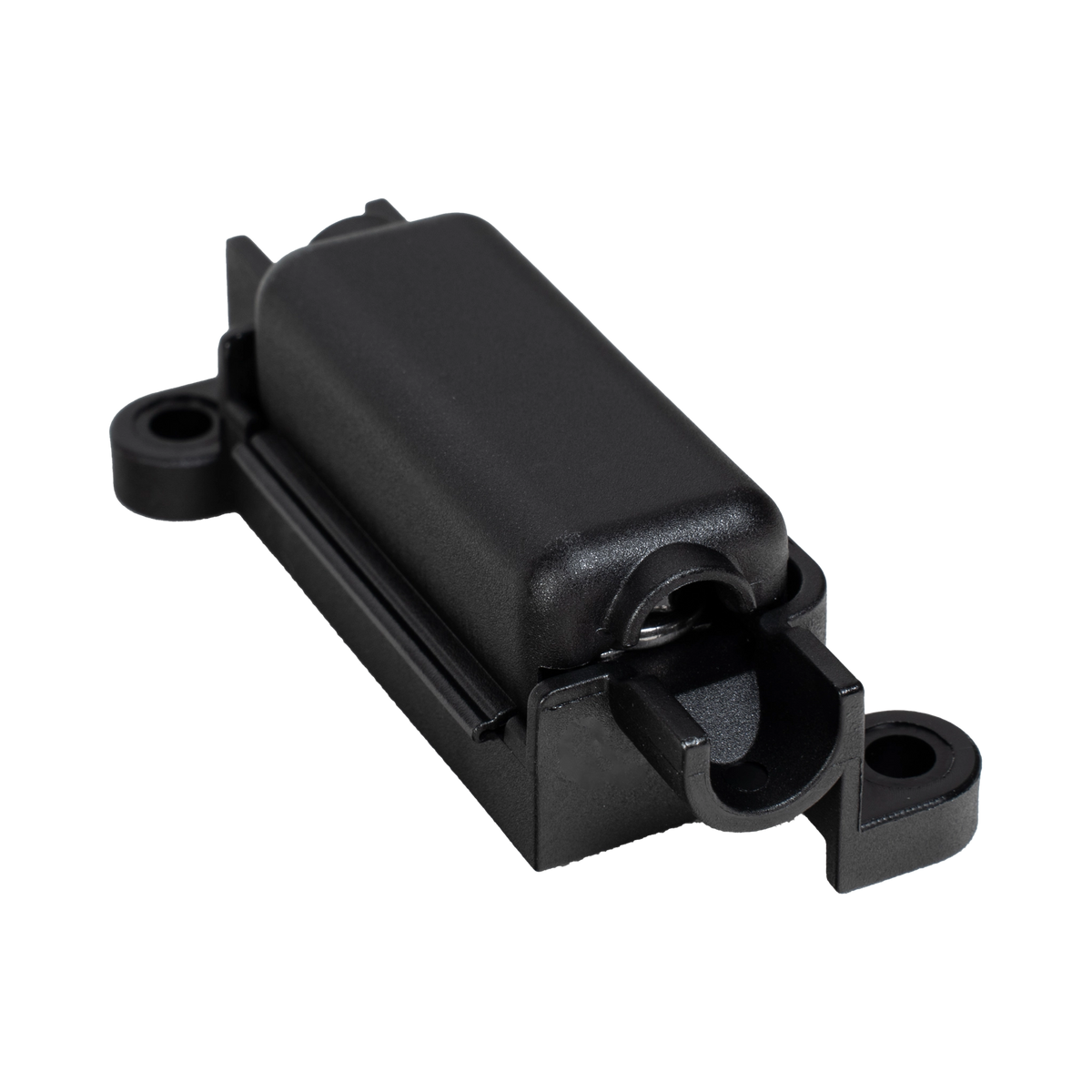 Roam Gear 125A In-line Midi fuse holder closed in an angled view with mounting point visible.
