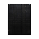 Roam Gear 230W 12V slimline black glass solar panel front view showing the solar cells and 20mm frame.
