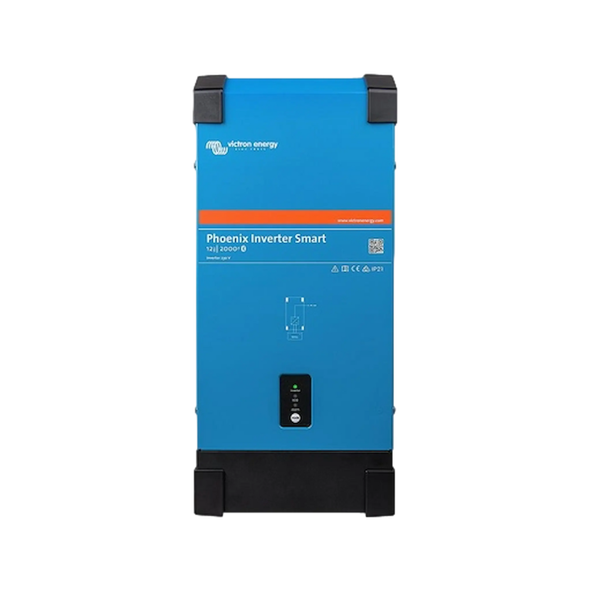 Victron 2000W 12V Smart Phoenix Bluetooth inverter in a straight front view.