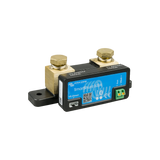 Victron SmartShunt 300A Bluetooth battery monitor in a front-left angled view with brass terminals.