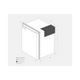 Bushman 130L upright fridge dimension drawing with mounting frame measurements and a shaded rear cooling unit.