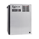 Bushman 130L aluminium fridge box right side view with vent slots and cutout logos beside a black fridge door.