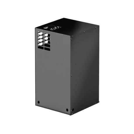 Bushman 130L Black Edition Fridge Box back-right angle view with vented panel.