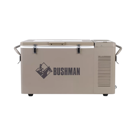 Bushman SC35-52 portable fridge freezer side profile with carry handles.