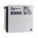 Bushman 65L aluminium fridge box right side view with vent slots and cutout logos beside a black fridge door.