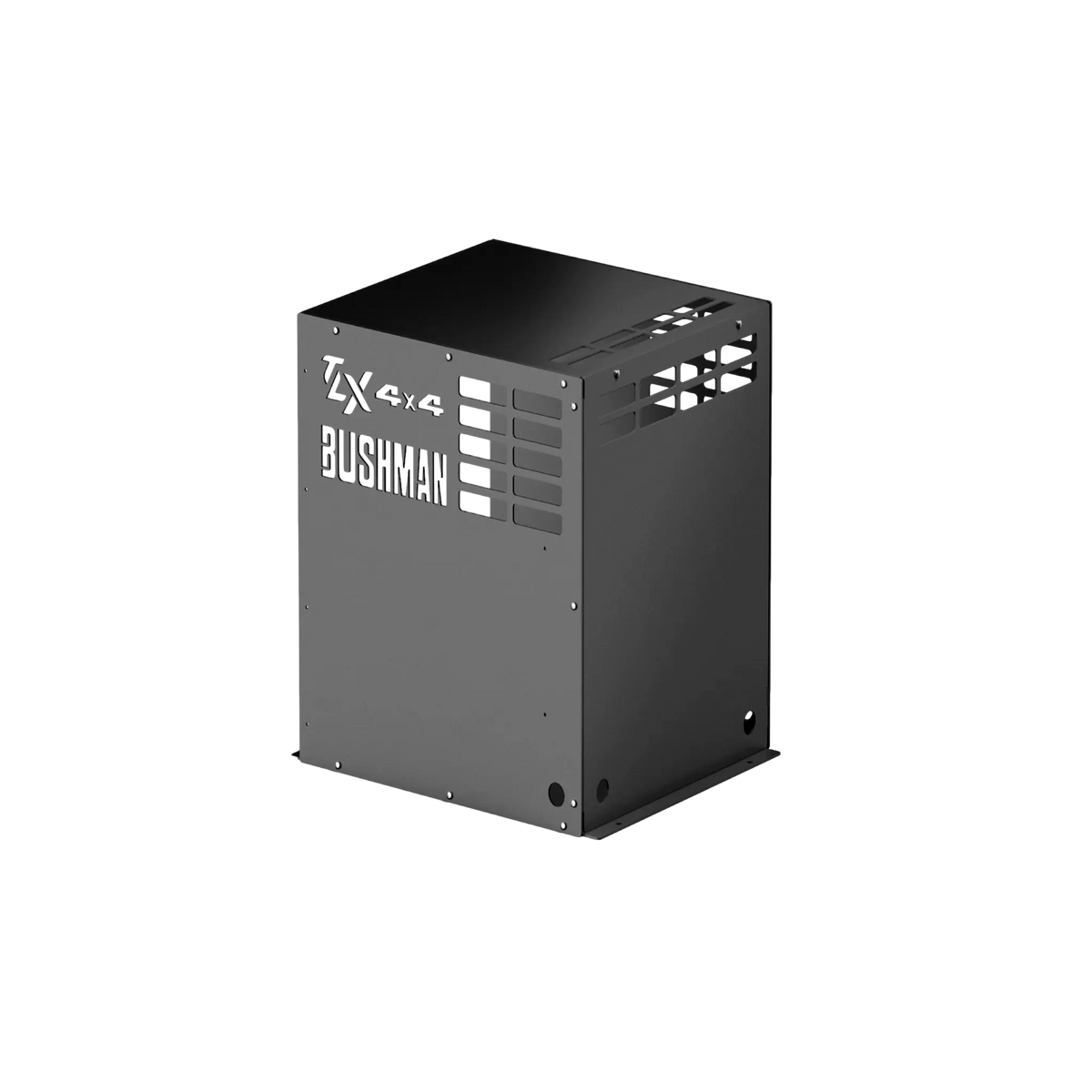 Bushman 65L Black Edition Fridge Box back-left angle view with side vent.