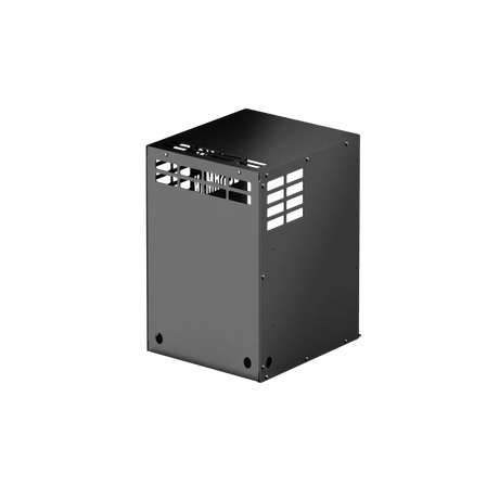 Bushman 65L Black Edition Fridge Box back-right angle view with vented panel.