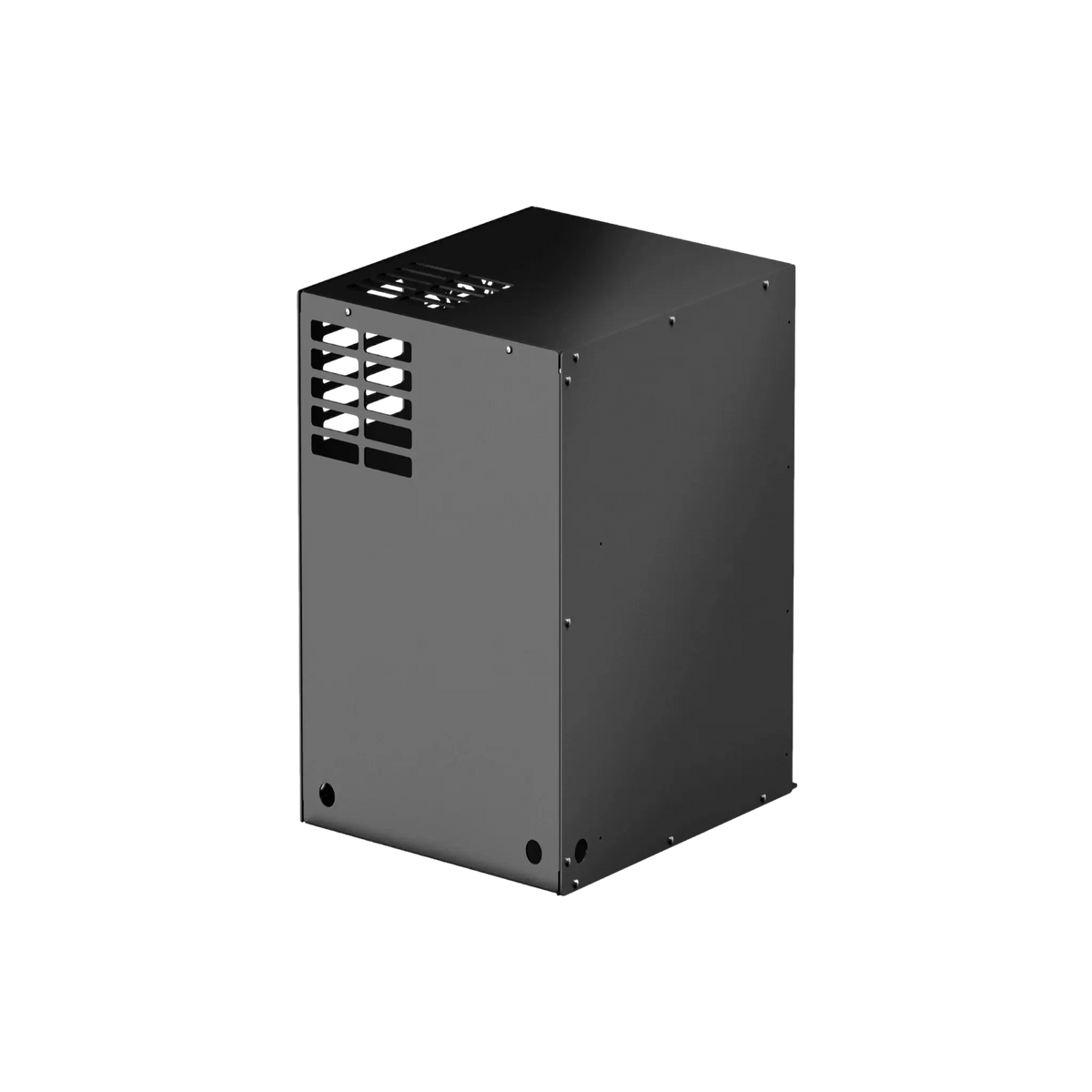 Bushman 85L Black Edition Fridge Box back-right angle view with vented panel.