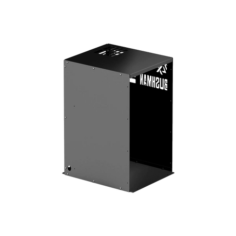 Bushman 85L Black Edition Fridge Box front-left angle view with side panel.