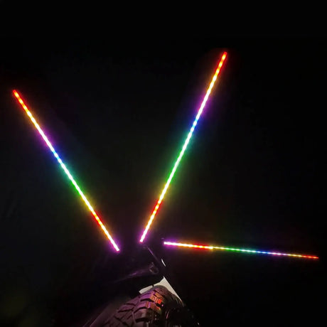 Bushwakka 180 Degree Pro Awning night view with RGB light strips turned on.